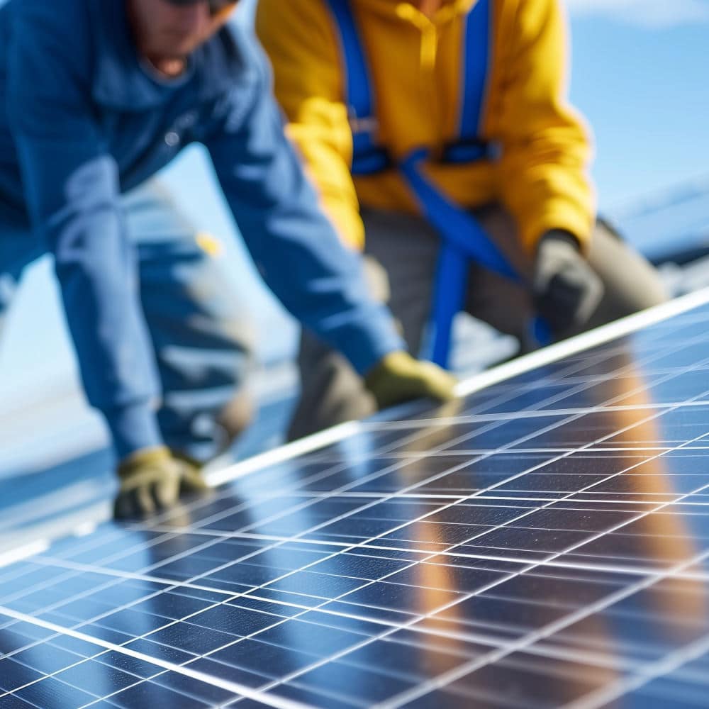 Technicians from a solar company in San Diego install new solar panels.